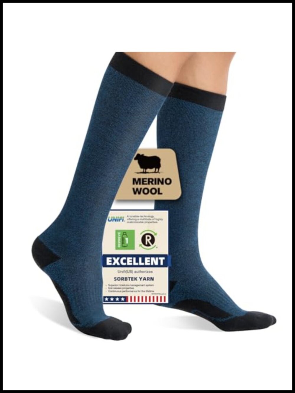 Merino Wool Bamboo Compression Socks 15-20 mmHg Knee-High